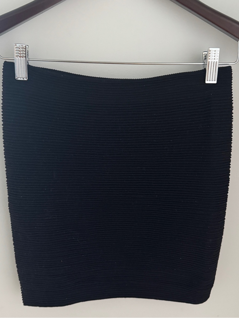 bebe Black Ribbed Mini Skirt